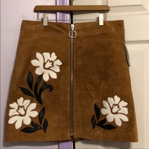 INC floral suede zip up skirt - Picture 3 of 4